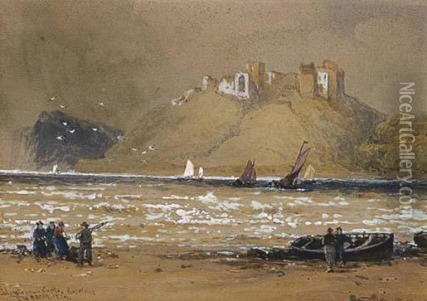 Llan Stephen Castle, South Wales Oil Painting - Thomas Bush Hardy