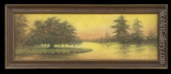 Louisiana Bayou, Sunset Oil Painting - Alexander John Drysdale
