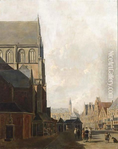 A View Of The St. Bavo, Haarlem Oil Painting - Carel Jacobus Behr