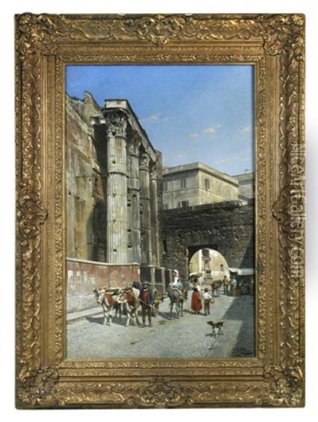 The Pantanos Arch, The Forum Of Augustus, Rome Oil Painting - Jacques Francois Carabain
