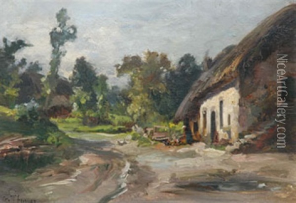 Chaumiere En Bretagne Oil Painting - Gabriel Edouard Thurner