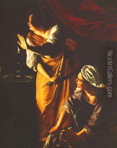 Judith and Maidservant With the Head of Holofernes Oil Painting - Artemisia Gentileschi