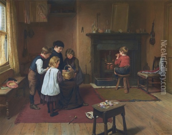 Christmas Eve Oil Painting - Harry Brooker