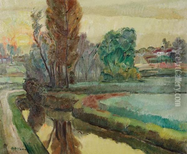 Landscape With Stream Oil Painting - Albert Alleman