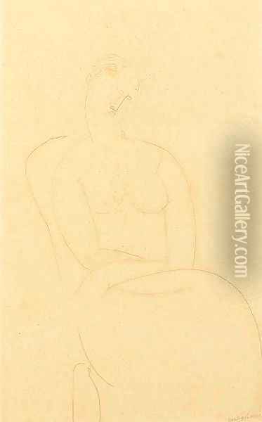 Figura seduta Oil Painting - Amedeo Modigliani