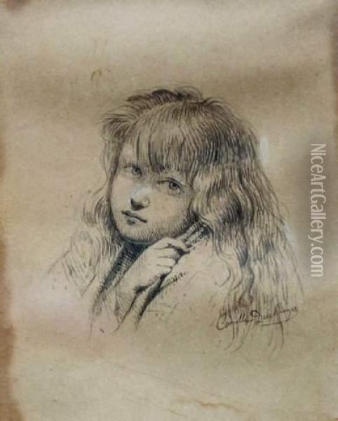 Portrait De Petite Fille Oil Painting - Camille Deschamps