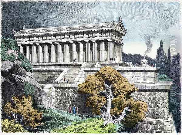 Temple of Diana at Ephesus from a series of the Seven Wonders of the Ancient World Oil Painting - Ferdinand Knab