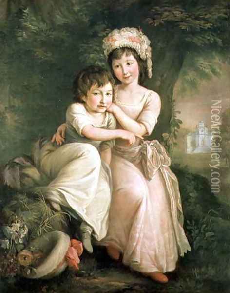 Portrait of Stephen Peter and Mary Anne Rigaud as Children Oil Painting - John Francis Rigaud