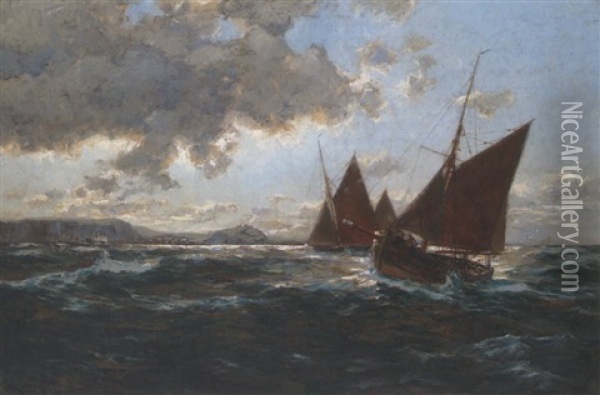 Fischerboote Vor Der Kanalkuste Oil Painting - Erwin Carl Wilhelm Guenther