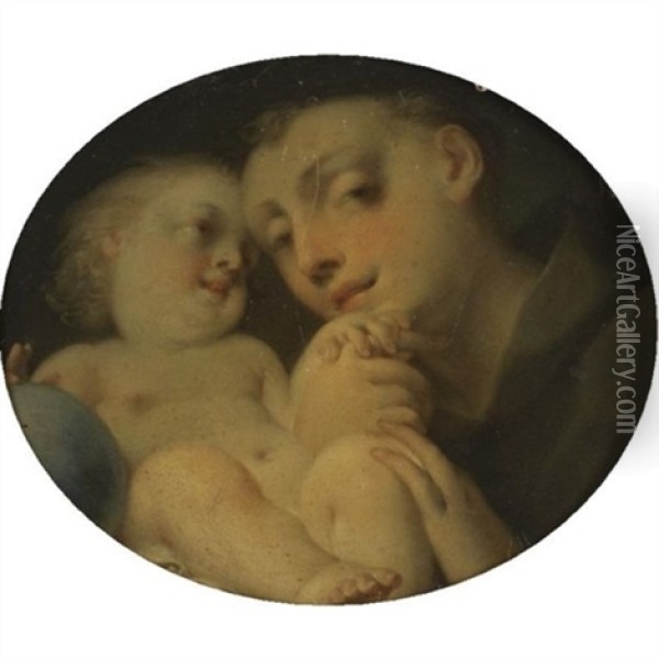 The Infant Christ With Saint Anthony Of Padua Oil Painting - Jacopo Amigoni