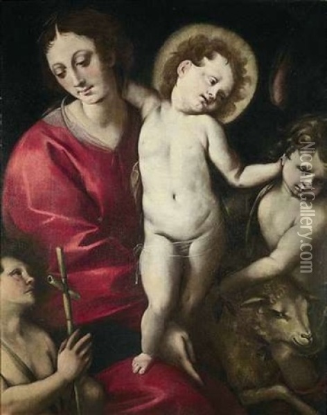 Madonna Mit Dem Johannesknaben Und Einem Engel Oil Painting - Melchiorre Gherardini