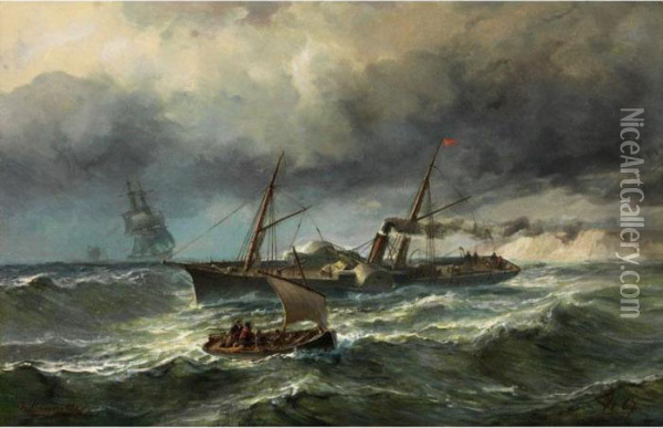 Marinebild Oil Painting - Johan Jacob Bennetter