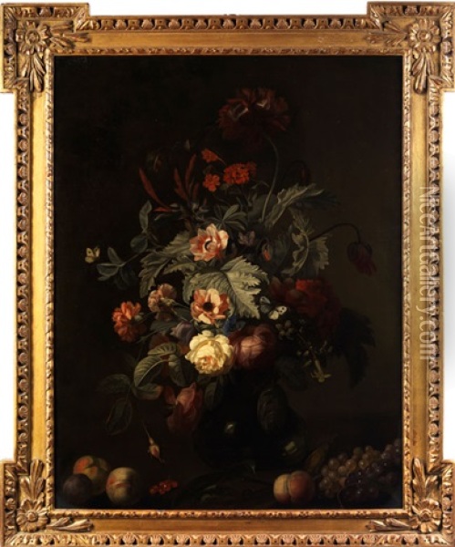 Blumenstilleben Mit Aprikosen Und Trauben Oil Painting - Willem Van Aelst