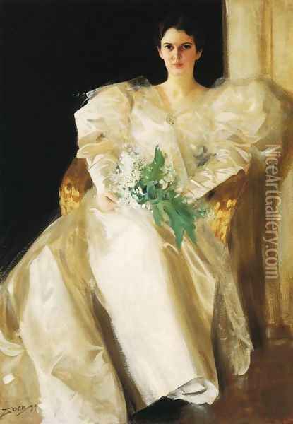 Portrait Of Mrs Eben Richards Oil Painting - Anders Zorn