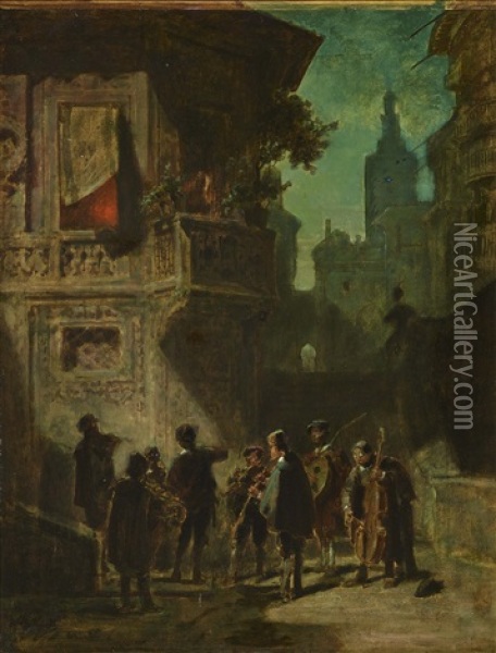 Spanish Serenade (from The Barbier Of Seville) Oil Painting - Carl Spitzweg