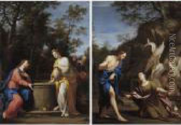 Christ And The Samaritan At The Well; Noli Me Tangere Oil Painting - Marcantonio Franceschini