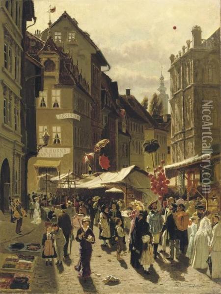 A Festive Day Oil Painting - Wilhelm Carl Zimmer