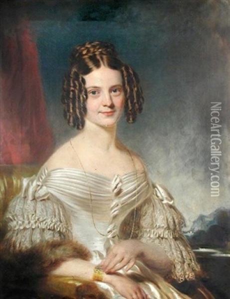 Portrait Of Amelia, Lady Banks, Wife Of Sir Edward Banks Oil Painting - William Patten Jr.