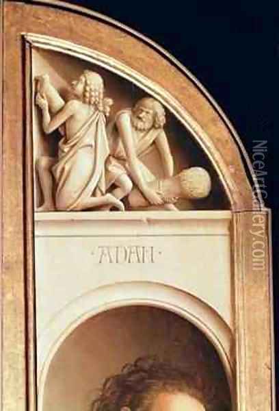 The Offerings of Cain and Abel interior of left hand wing of The Ghent Altarpiece Oil Painting - Hubert & Jan van Eyck
