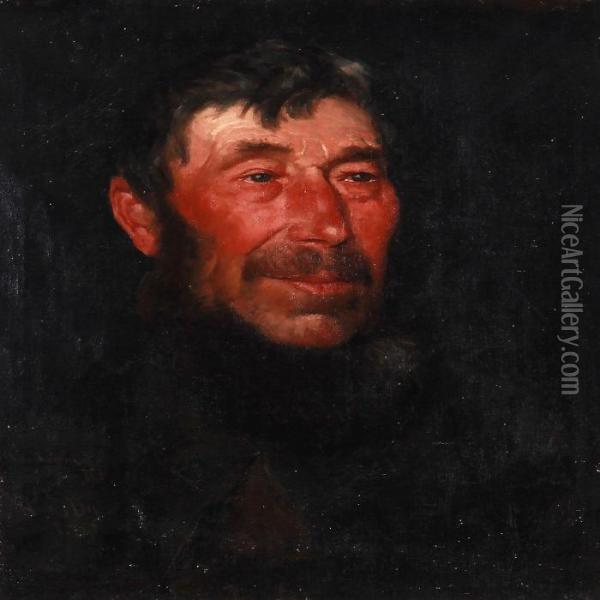 A Fisherman Oil Painting - Hans Dahl