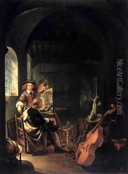 The Painter's Studio Oil Painting - Frans van Mieris