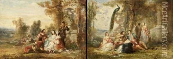 Conquetes D'amour Oil Painting - Narcisse-Virgile D Az De La Pena
