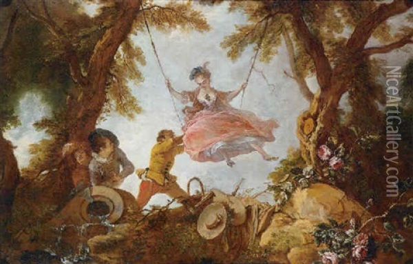 The Swing Oil Painting - Jacques de Lajoue