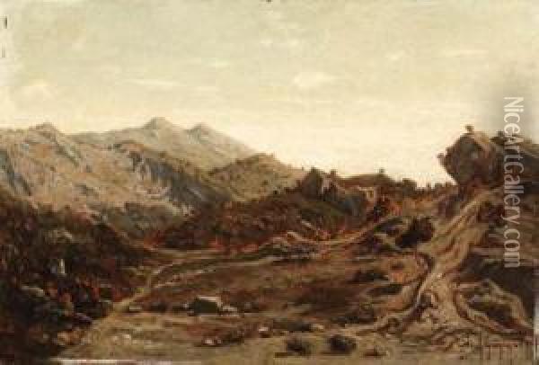 Les Collines De Saint-loup (the Hills Of Saint-loup) Oil Painting - Paul-Camille Guigou