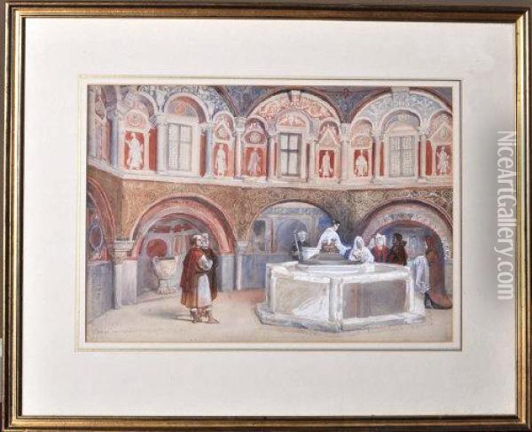 The Baptistery, Ravenna Oil Painting - Solomon Alexander Hart