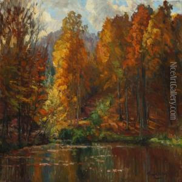 Forest Lake Oil Painting - Hans Gyde Petersen