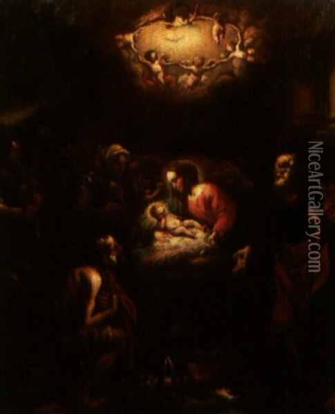 L'adoration Des Bergers Oil Painting - Giovanni Camillo Sagrestani