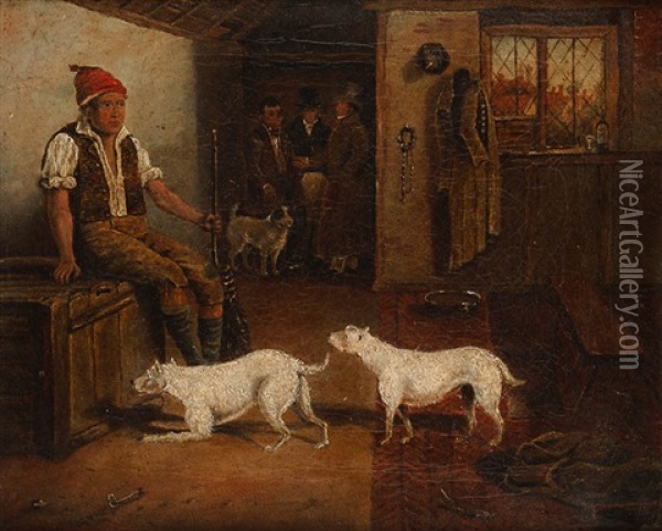 Interieur Mit Edelmannern Und Hunden Oil Painting - William Collins