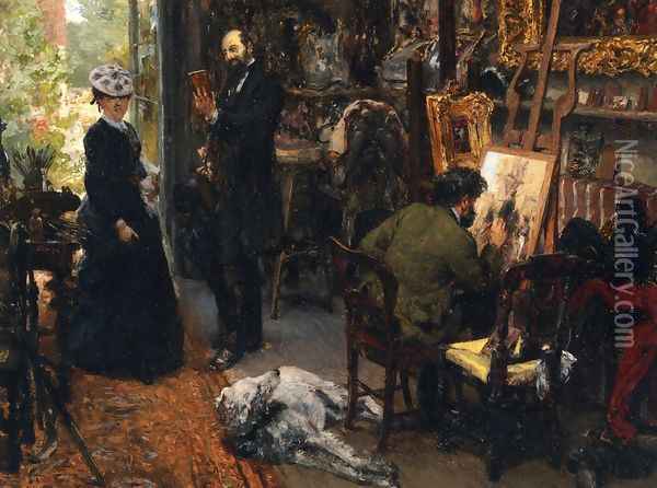 Meissonier in his Studio at Poissy Oil Painting - Adolph von Menzel