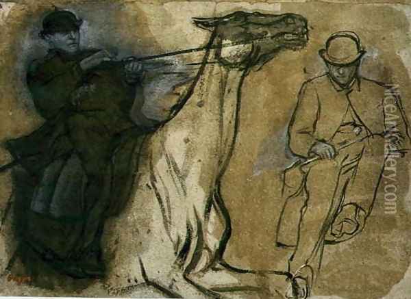 Two studies of riders Oil Painting - Edgar Degas