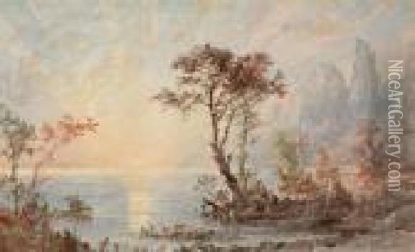 Under The Palisades Oil Painting - Jasper Francis Cropsey