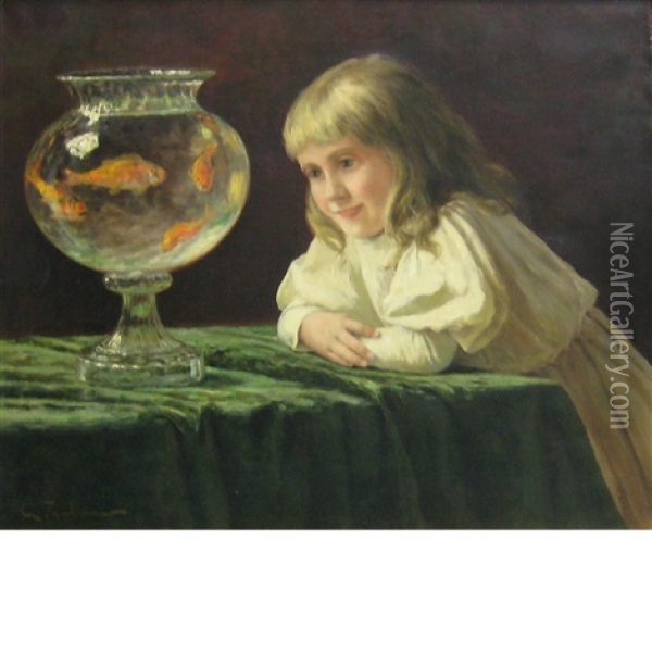 Goldfish Bowl Oil Painting - Arnaldo Tamburini
