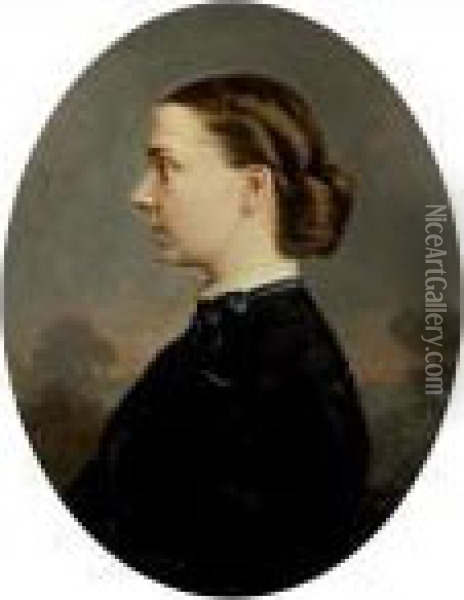 Portrait De Jeune Femme Oil Painting - Eugene Pierre Claveau