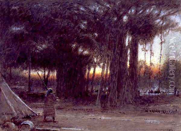 The Banyan Trees and the Sentinel Oil Painting - Albert Goodwin
