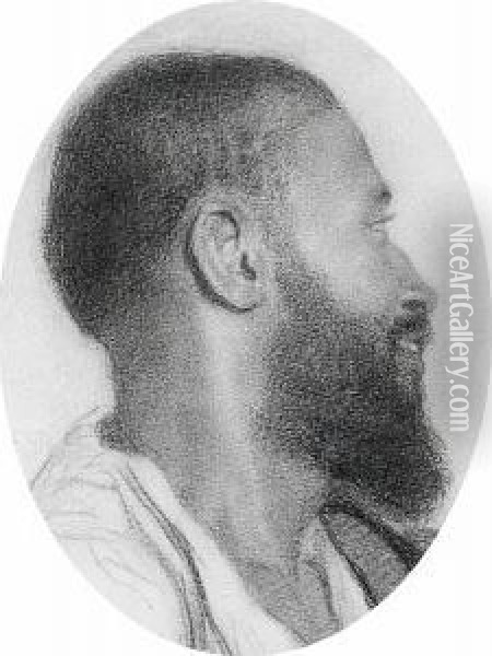 Study Of A Bearded Man In Profile Oil Painting - Sir Edward John Poynter