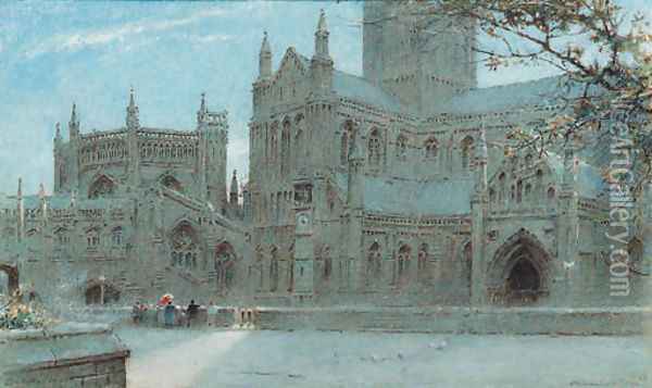 Wells Cathedral 2 Oil Painting - Albert Goodwin