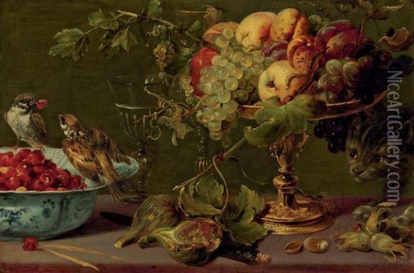 Fruit In A Silver Gilt Tazza Oil Painting - Frans Snyders