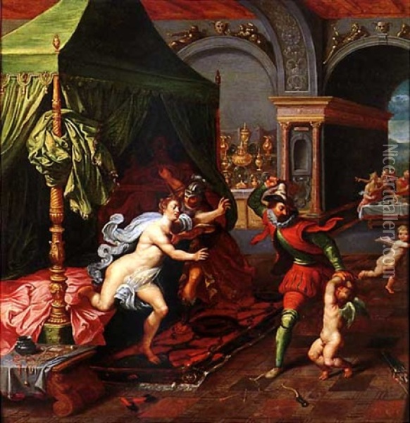 The Chastisement Of Cupid, Or Henri Iv Discovering Gabrielle D'estree's Infidelity Oil Painting - Marten Pepyn