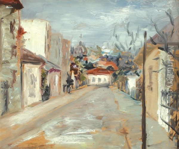 Old Houses From Bucharest Oil Painting - Bob (Gheorghe) Bulgaru