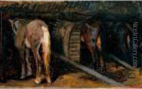 Cavalli Nella Stalla Oil Painting - Ruggero Panerai