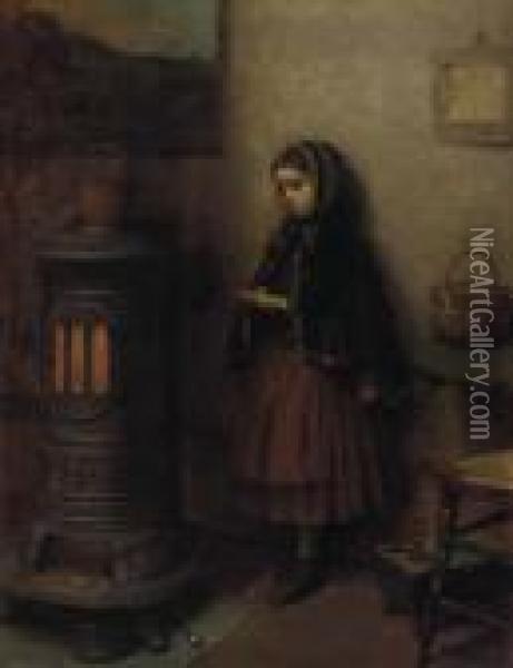 Warming Her Hands Oil Painting - Eastman Johnson