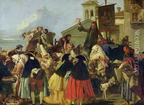 The Tooth Extractor, c.1754 Oil Painting - Giovanni Domenico Tiepolo