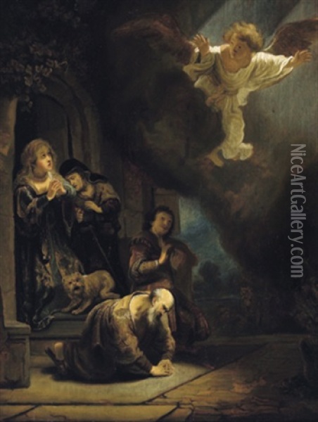 Der Erzengel Raphael Verlasst Tobit Oil Painting -  Rembrandt van Rijn