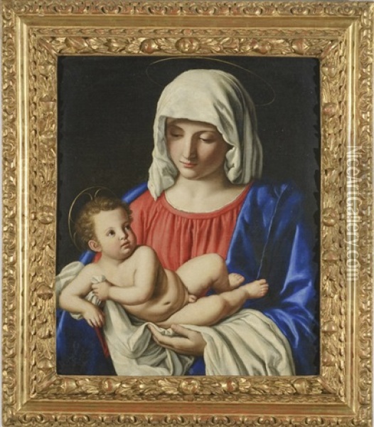 Madonna Col Bambino Oil Painting - Giovanni Battista Salvi (Il Sassoferrato)