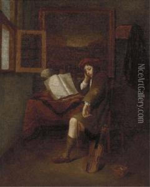 A Rest From Practice Oil Painting - Frans van Mieris