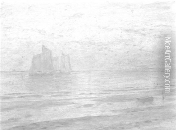 Ships At Dawn, Baltimore Harbor Oil Painting - Charles A. Watson